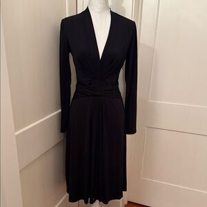 Michael Kors Black Long Sleeve Mock Wrap Dress